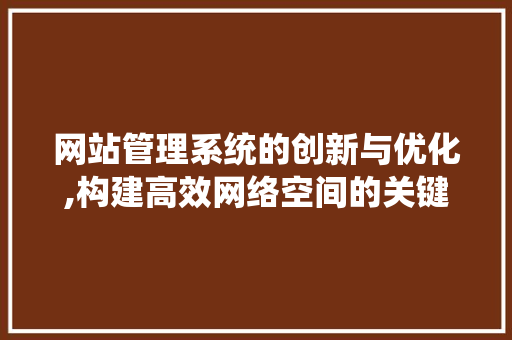 网站管理系统的创新与优化,构建高效网络空间的关键 网站管理系统的创新与优化,构建高效网络空间的关键 GoogleSEO