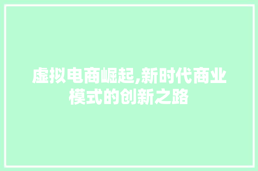 虚拟电商崛起,新时代商业模式的创新之路
