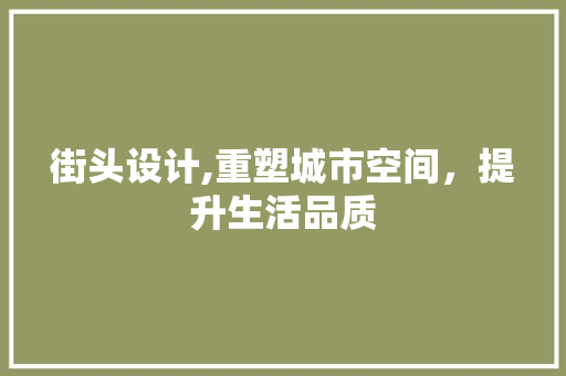街头设计,重塑城市空间，提升生活品质 街头设计,重塑城市空间，提升生活品质 必应SEO