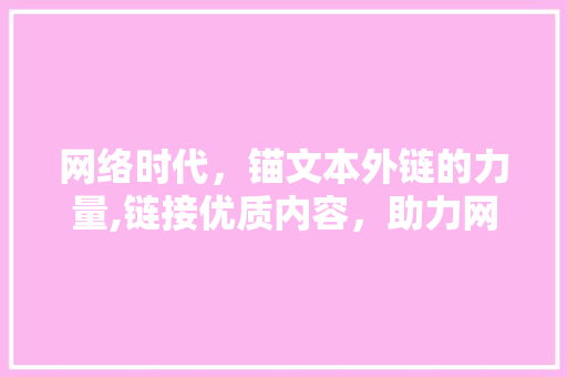 网络时代，锚文本外链的力量,链接优质内容，助力网站优化
