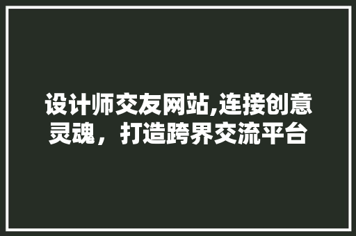 设计师交友网站,连接创意灵魂，打造跨界交流平台 设计师交友网站,连接创意灵魂，打造跨界交流平台 神马SEO