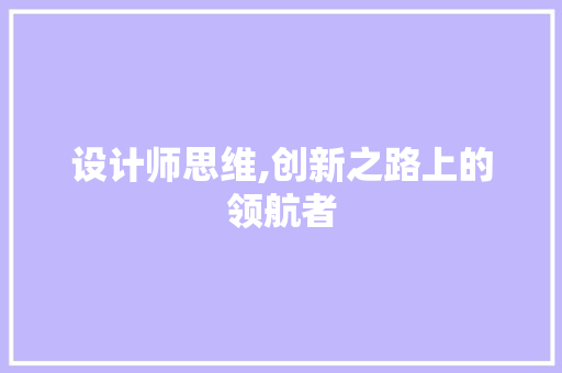 设计师思维,创新之路上的领航者