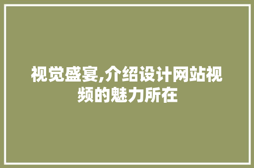 视觉盛宴,介绍设计网站视频的魅力所在