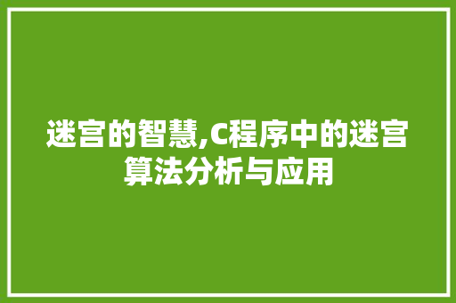 迷宫的智慧,C程序中的迷宫算法分析与应用 迷宫的智慧,C程序中的迷宫算法分析与应用 必应SEO