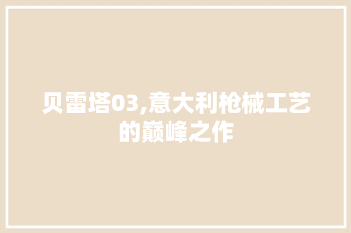 贝雷塔03,意大利枪械工艺的巅峰之作