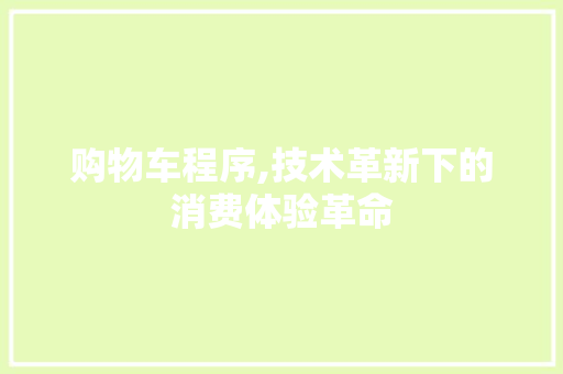 购物车程序,技术革新下的消费体验革命 购物车程序,技术革新下的消费体验革命 神马SEO