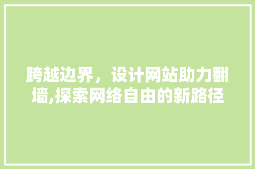 跨越边界，设计网站助力翻墙,探索网络自由的新路径 跨越边界，设计网站助力翻墙,探索网络自由的新路径 百度SEO