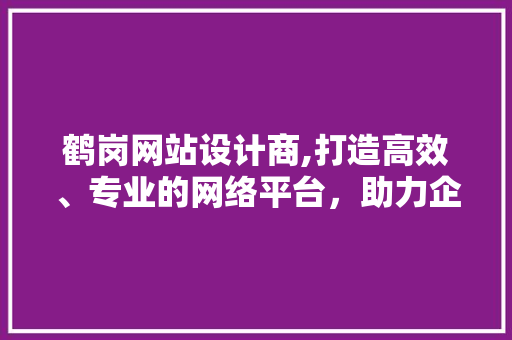 鹤岗网站设计商,打造高效、专业的网络平台，助力企业腾飞