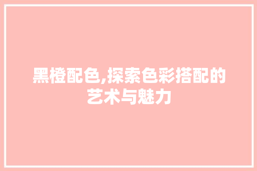 黑橙配色,探索色彩搭配的艺术与魅力