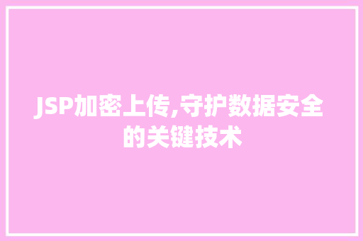 JSP加密上传,守护数据安全的关键技术