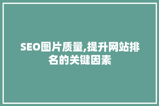 SEO图片质量,提升网站排名的关键因素 SEO图片质量,提升网站排名的关键因素 必应SEO
