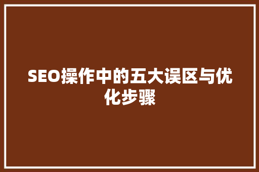 SEO操作中的五大误区与优化步骤 SEO操作中的五大误区与优化步骤 GoogleSEO