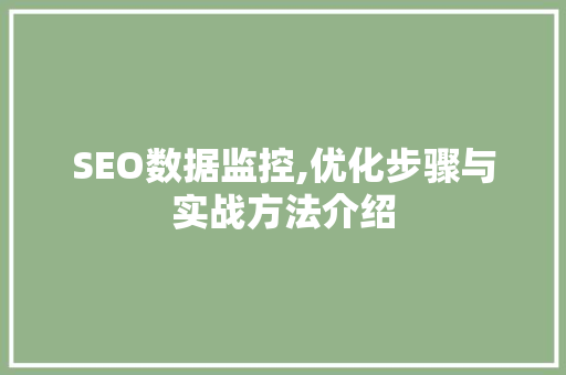 SEO数据监控,优化步骤与实战方法介绍 SEO数据监控,优化步骤与实战方法介绍 百度SEO