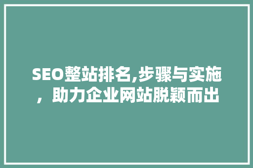 SEO整站排名,步骤与实施，助力企业网站脱颖而出