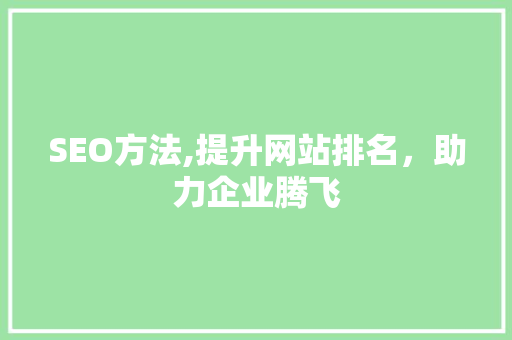 SEO方法,提升网站排名，助力企业腾飞 SEO方法,提升网站排名，助力企业腾飞 GoogleSEO