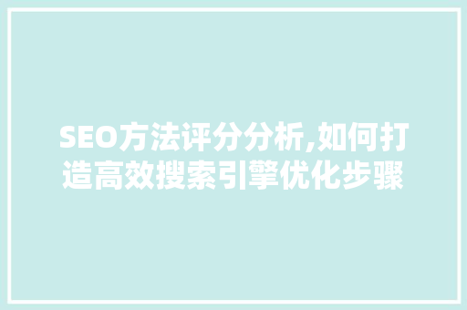 SEO方法评分分析,如何打造高效搜索引擎优化步骤