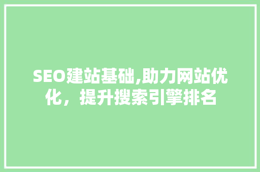 SEO建站基础,助力网站优化，提升搜索引擎排名 SEO建站基础,助力网站优化，提升搜索引擎排名 百度SEO