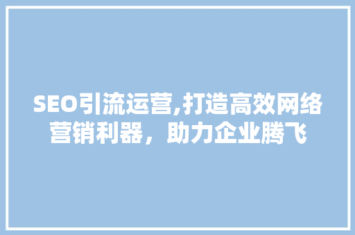 SEO引流运营,打造高效网络营销利器，助力企业腾飞