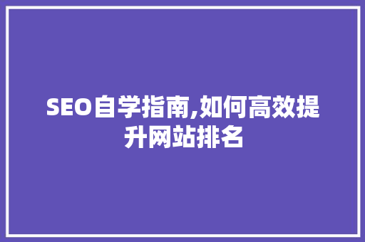 SEO自学指南,如何高效提升网站排名 SEO自学指南,如何高效提升网站排名 必应SEO