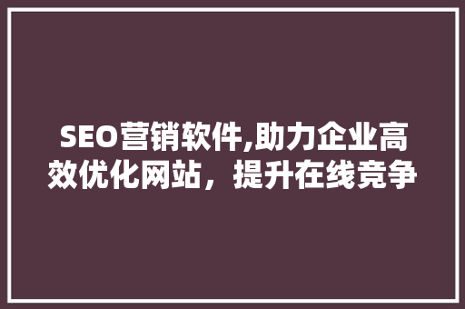 SEO营销软件,助力企业高效优化网站，提升在线竞争力