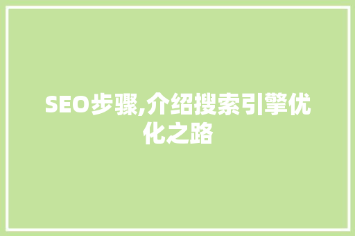 SEO步骤,介绍搜索引擎优化之路 SEO步骤,介绍搜索引擎优化之路 百度SEO