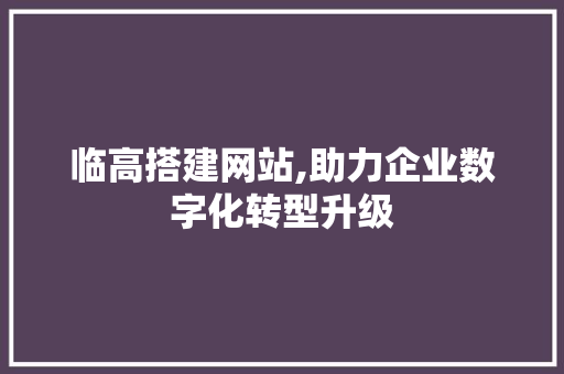 临高搭建网站,助力企业数字化转型升级