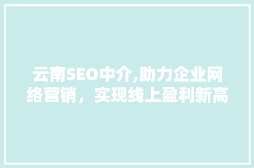 云南SEO中介,助力企业网络营销，实现线上盈利新高峰
