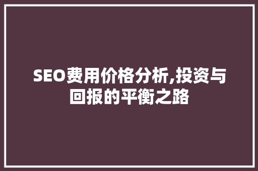 SEO费用价格分析,投资与回报的平衡之路
