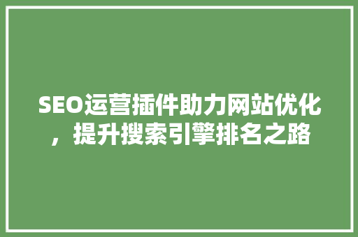 SEO运营插件助力网站优化，提升搜索引擎排名之路 SEO运营插件助力网站优化，提升搜索引擎排名之路 神马SEO