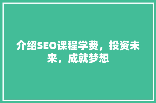 介绍SEO课程学费，投资未来，成就梦想
