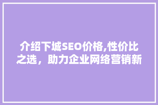 介绍下城SEO价格,性价比之选，助力企业网络营销新篇章 介绍下城SEO价格,性价比之选，助力企业网络营销新篇章 百度SEO