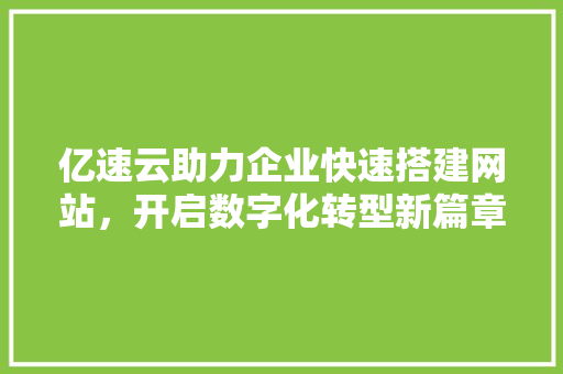 亿速云助力企业快速搭建网站，开启数字化转型新篇章 亿速云助力企业快速搭建网站，开启数字化转型新篇章 神马SEO