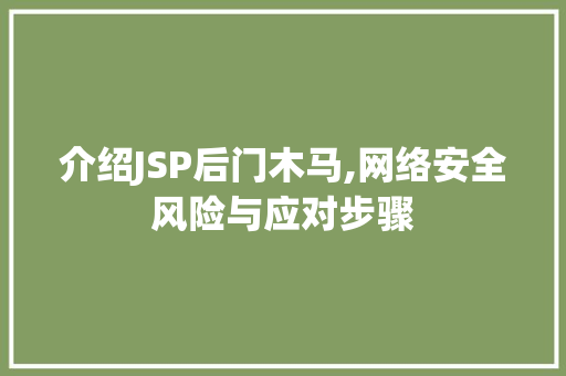 介绍JSP后门木马,网络安全风险与应对步骤