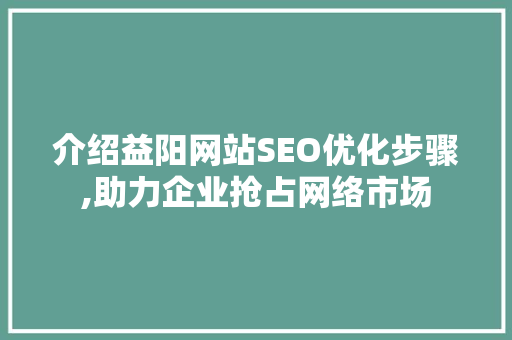 介绍益阳网站SEO优化步骤,助力企业抢占网络市场
