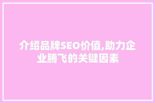 介绍品牌SEO价值,助力企业腾飞的关键因素