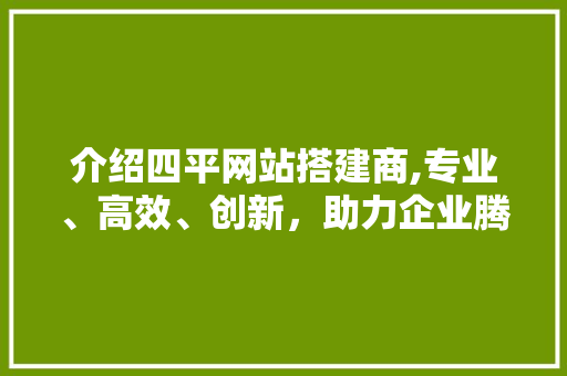 介绍四平网站搭建商,专业、高效、创新，助力企业腾飞