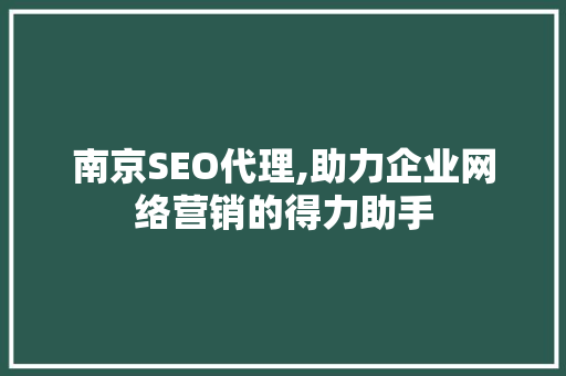 南京SEO代理,助力企业网络营销的得力助手
