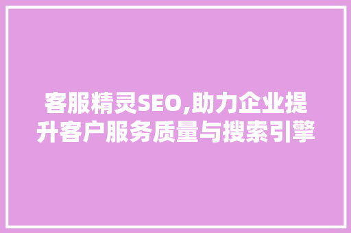 客服精灵SEO,助力企业提升客户服务质量与搜索引擎排名