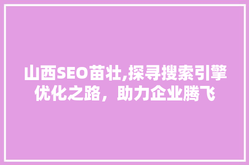 山西SEO苗壮,探寻搜索引擎优化之路，助力企业腾飞 山西SEO苗壮,探寻搜索引擎优化之路，助力企业腾飞 搜狗SEO