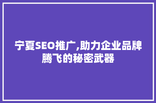 宁夏SEO推广,助力企业品牌腾飞的秘密武器 宁夏SEO推广,助力企业品牌腾飞的秘密武器 必应SEO