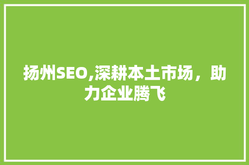 扬州SEO,深耕本土市场，助力企业腾飞
