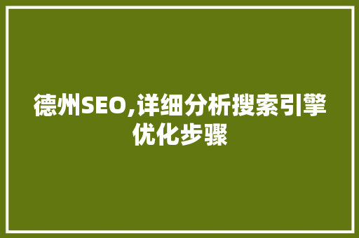 德州SEO,详细分析搜索引擎优化步骤