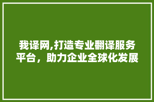 我译网,打造专业翻译服务平台，助力企业全球化发展